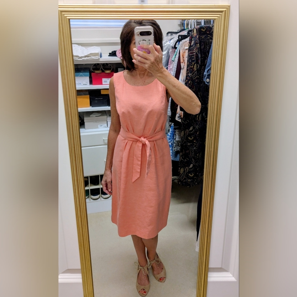 Talbots Linen Sheath Dress with Tie Belt